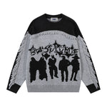 Retro contrasting raw edge crew neck sweater