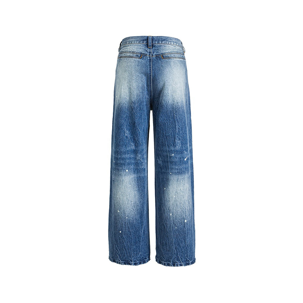 潑墨破洞牛仔褲