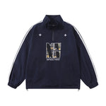 Retro embroidered stand collar jacket