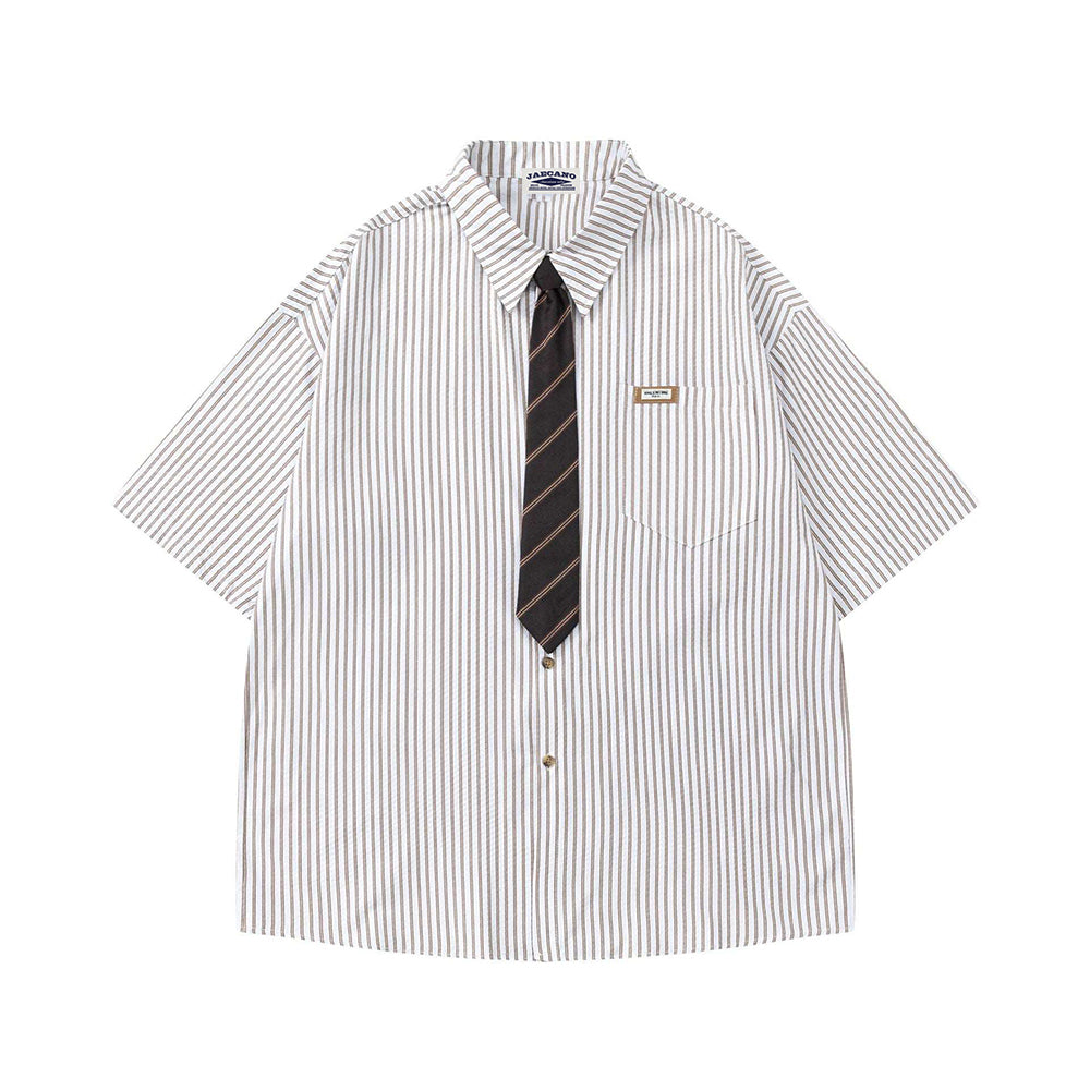 Striped shirt with vintage tie