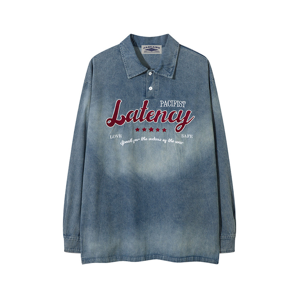 Retro washed lettering versatile long sleeves