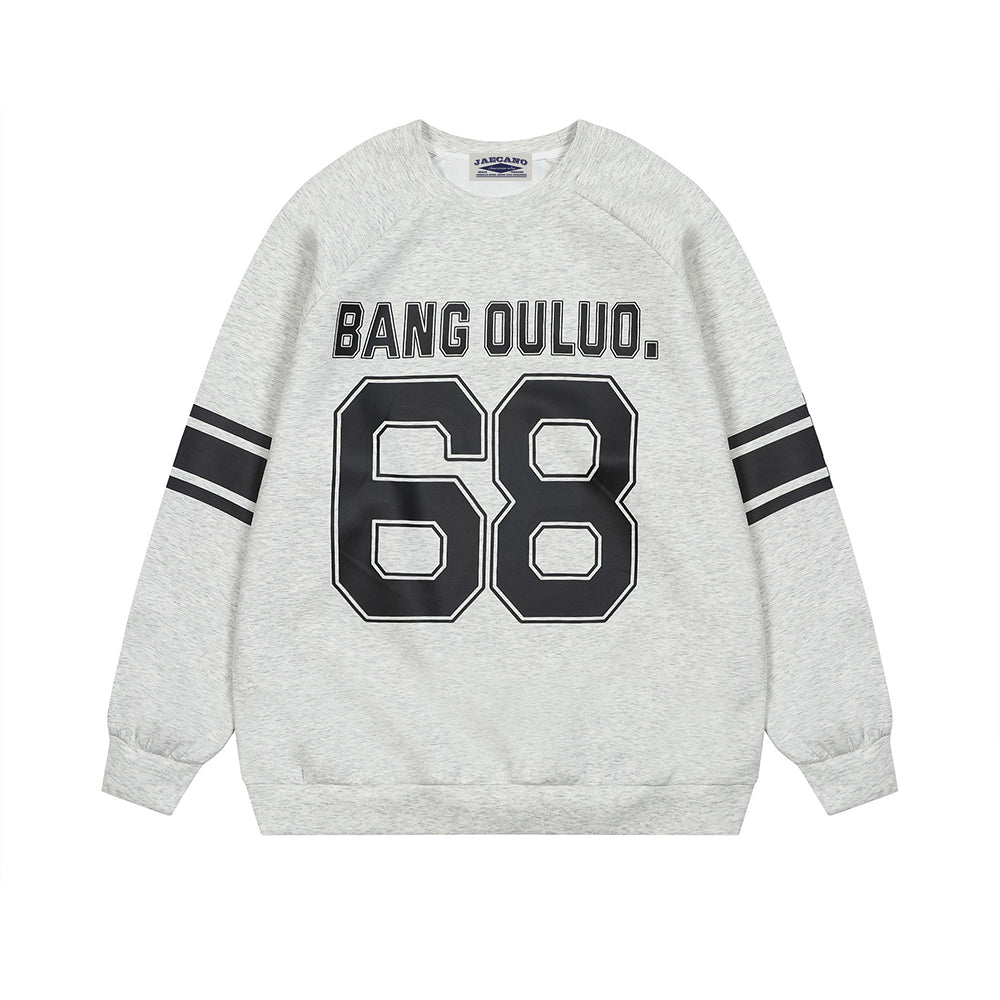 Retro letter print crew neck sweatshirt