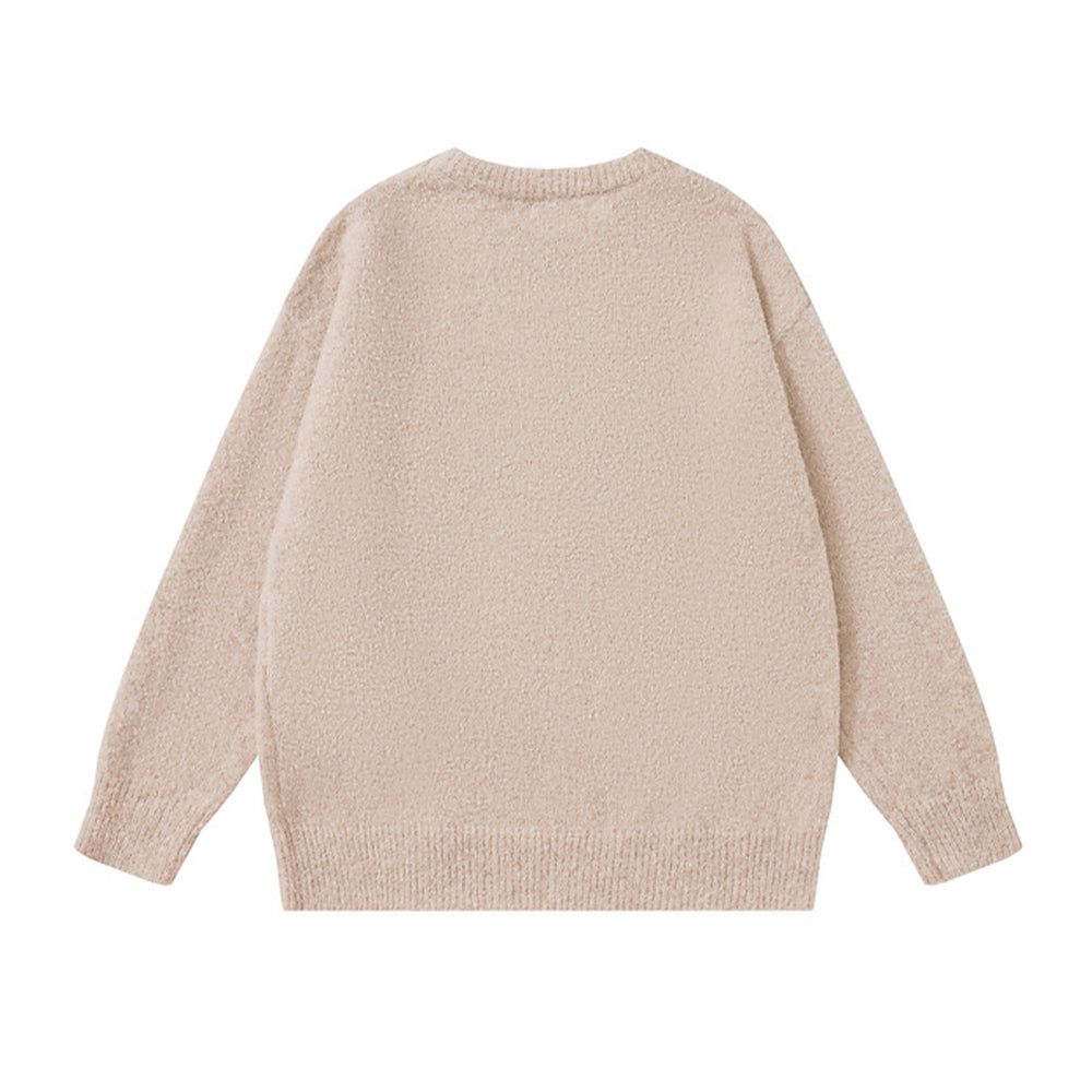 圓領小熊愛心針織衫