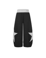 Contrast color patchwork casual pants