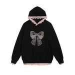 Retro lace hooded sweatshirt