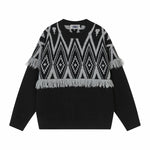 復古流蘇撞色圓領毛衣