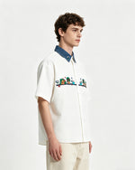 Contrast color stitching cute short sleeve shirt