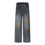 retro casual denim trousers