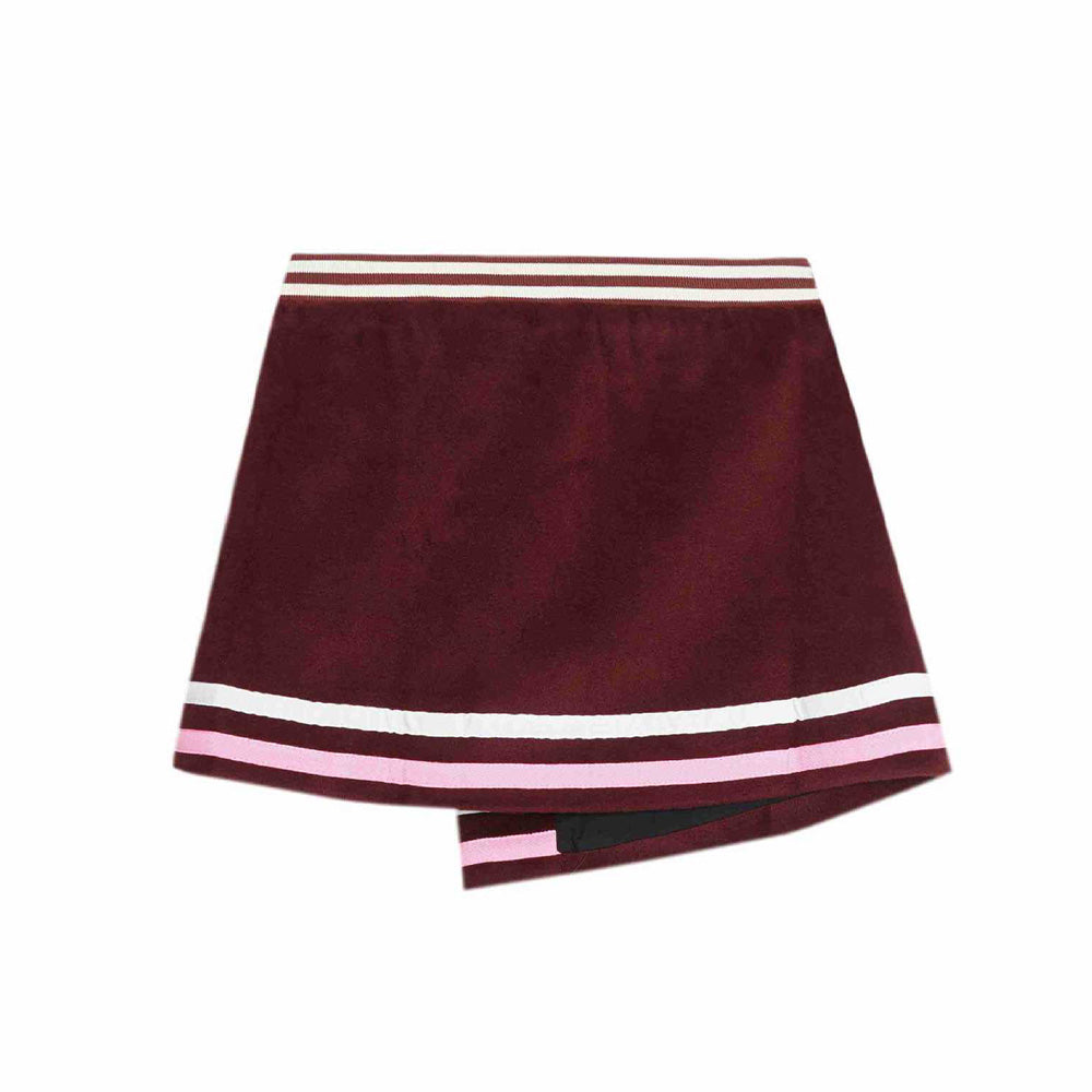 Retro contrast color stitching skirt