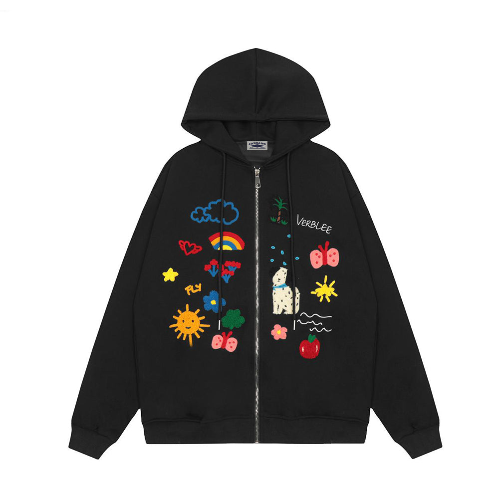 Cartoon embroidered jacket