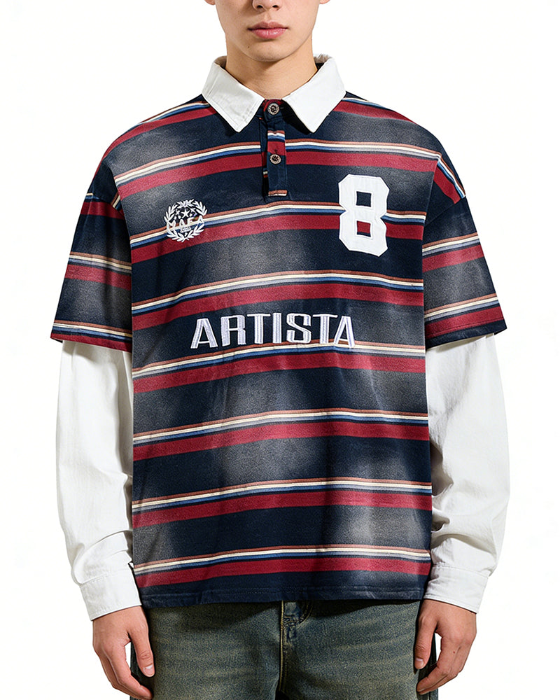 撞色假兩件長袖