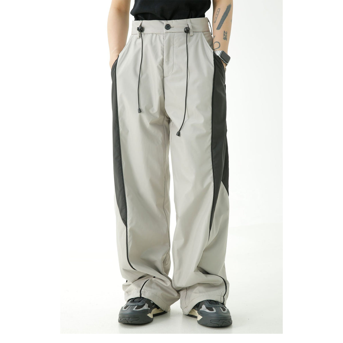 American retro patchwork casual trousers 