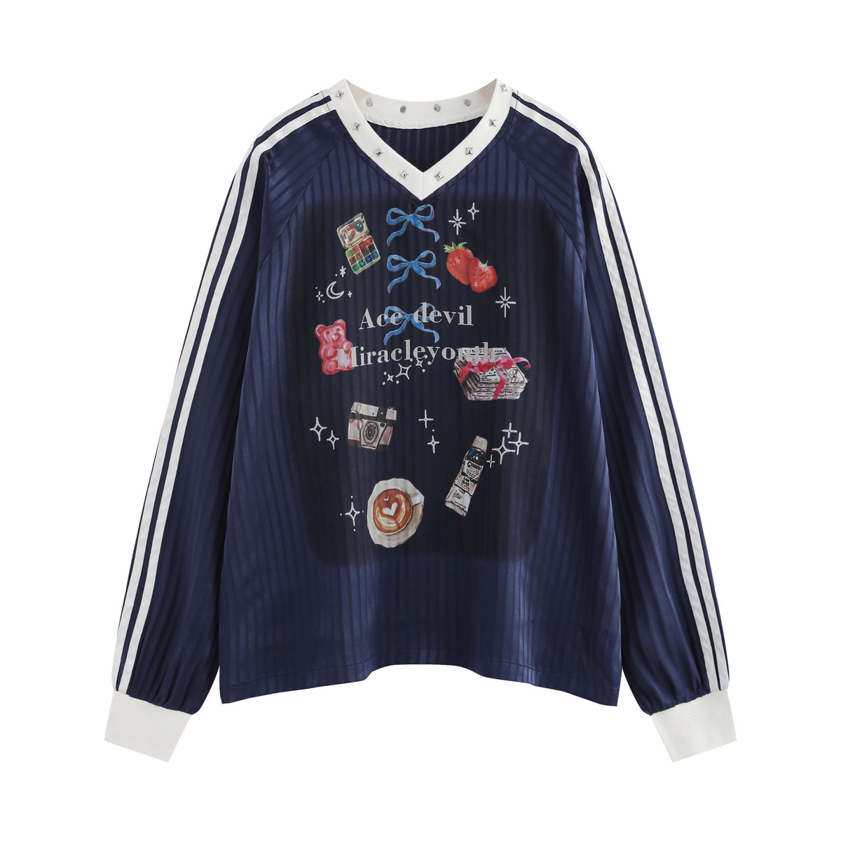 Retro printed pullover sweatshirt