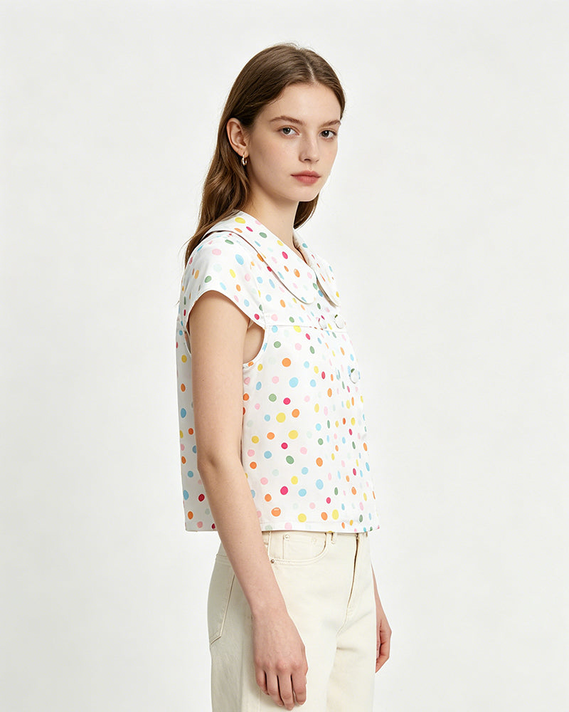 Colorful polka dot short-sleeved shirt (women's)