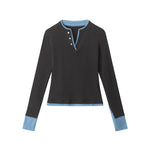 Faux two-piece slim-fit long-sleeved top (women's)