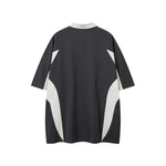 Contrast color lapel short sleeves