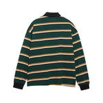 Contrast stripe embroidered polo long sleeves