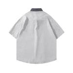 Retro patchwork short-sleeved shirt