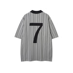 레트로 대비 스트라이프 반소매