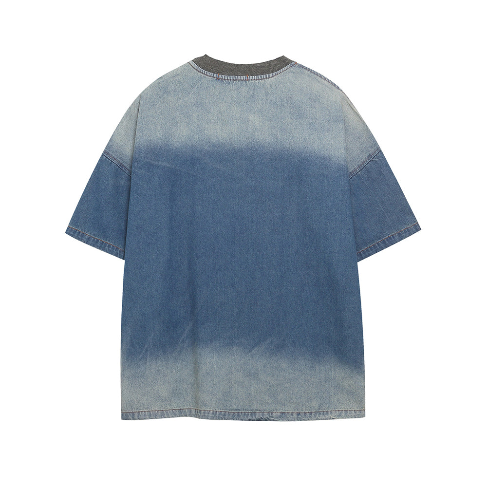 Star Letter Denim Short Sleeve