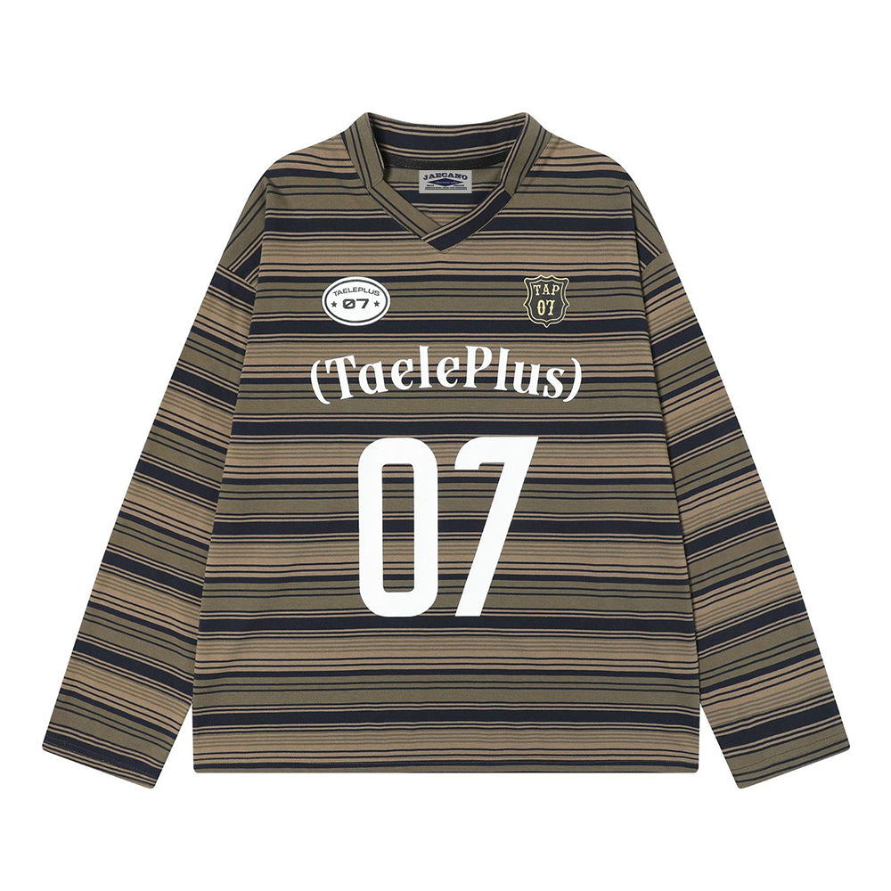 Retro print striped long sleeves