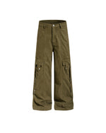 Retro multi-pocket casual pants
