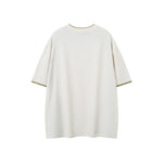 대조적인 컬러 스티칭 짧은 소매