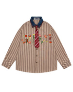 Floral Embroidered Long-Sleeved Shirt