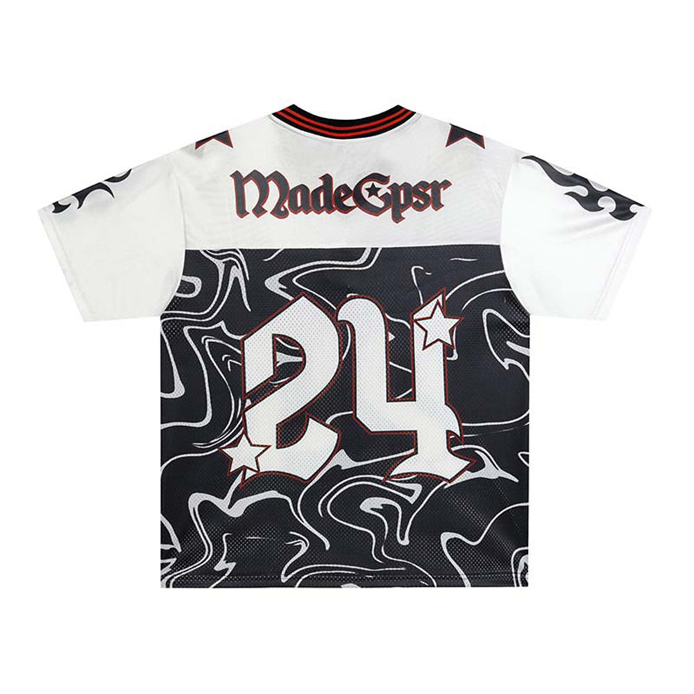 Color-blocked V-neck short-sleeved shirt