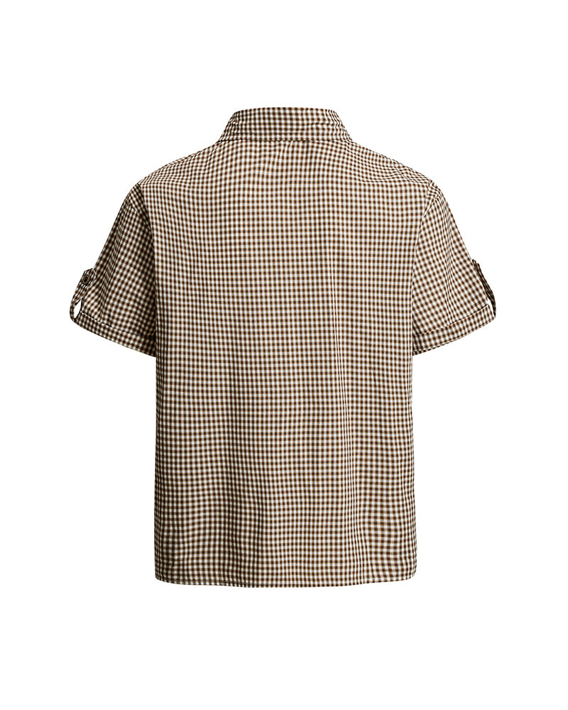 Retro embroidered short-sleeved shirt