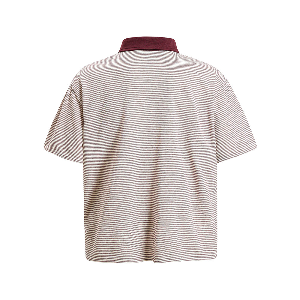 撞色條紋polo短袖