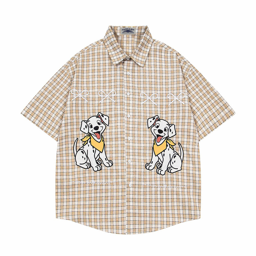 Cute embroidered puppy short-sleeved shirt