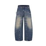 Washed wide-leg jeans