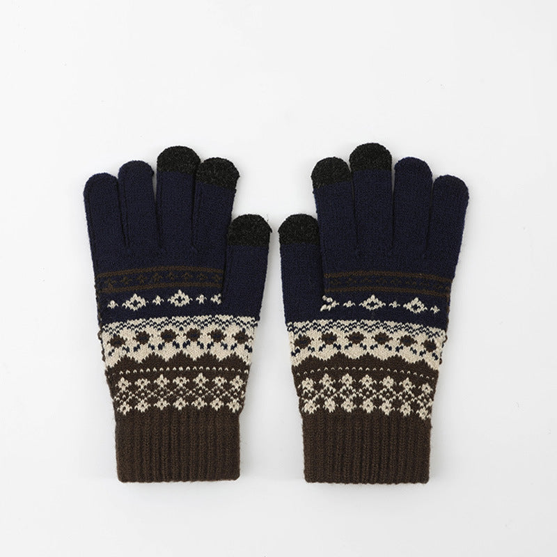 Retro Jacquard Warm Gloves