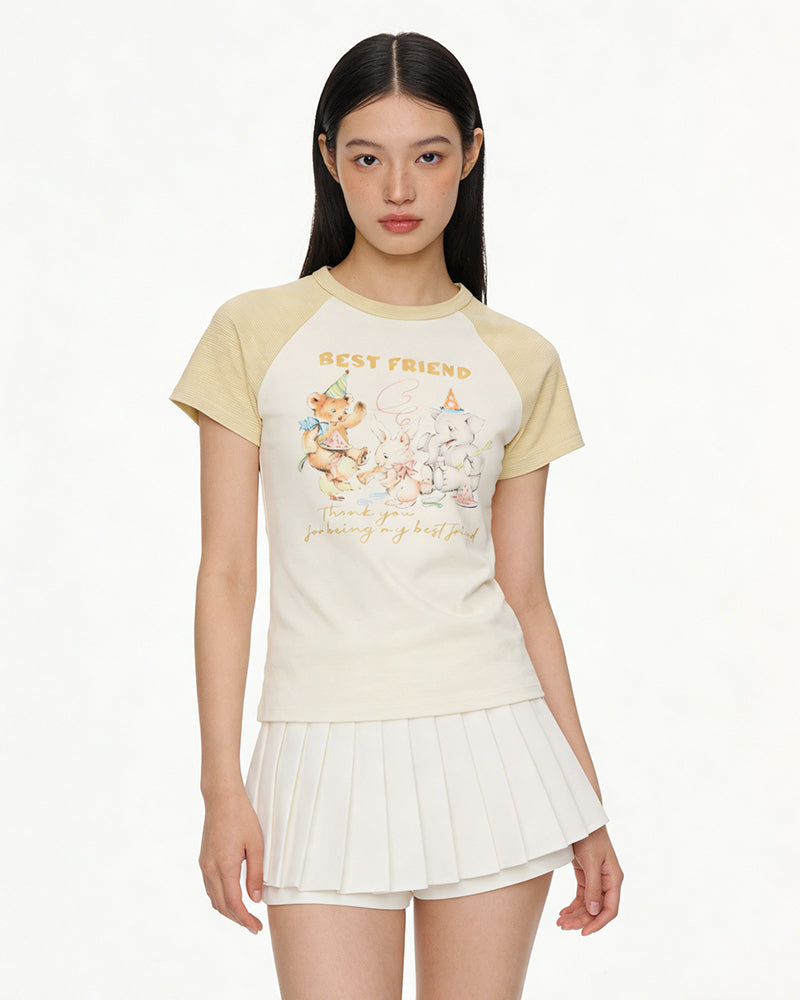 Retro contrast short sleeves