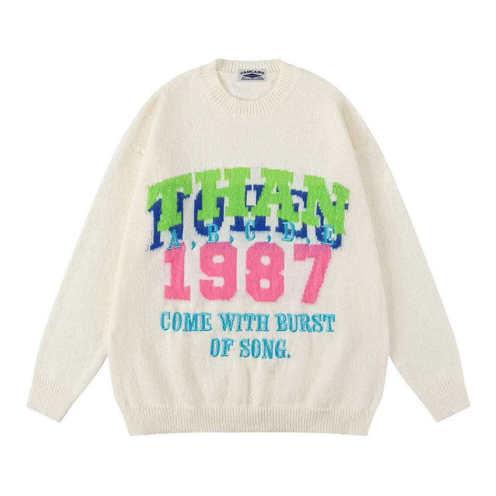 retro letter couple sweater