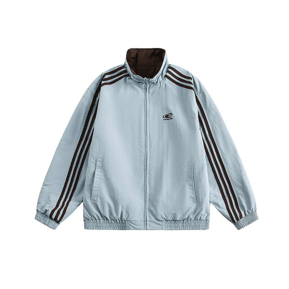 Retro reversible three stripes contrasting color jacket