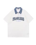 American retro lapel zipper short sleeves