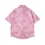 休閑格子短袖襯衫