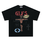 American retro cross print short sleeves 