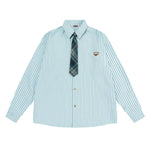 復古條紋戴領帶襯衫