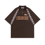 문자 자수 짧은 소매