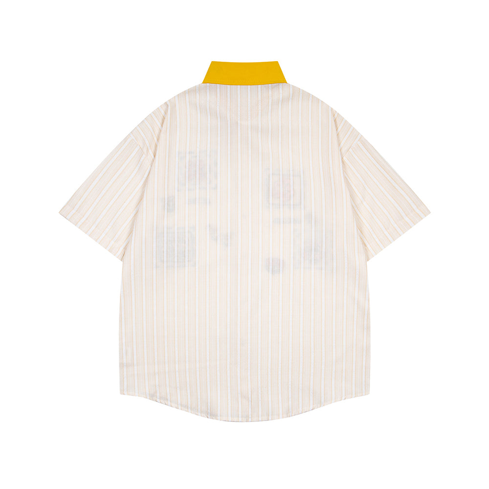 撞色條紋短袖襯衫
