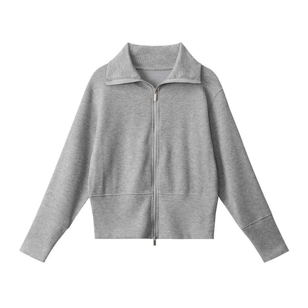Lapel zipper sweatshirt (women's)