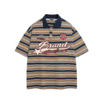 스트라이프 라펠 반소매