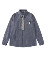 Vertical striped long-sleeved shirt