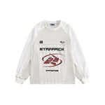 Retro patchwork round neck long sleeves