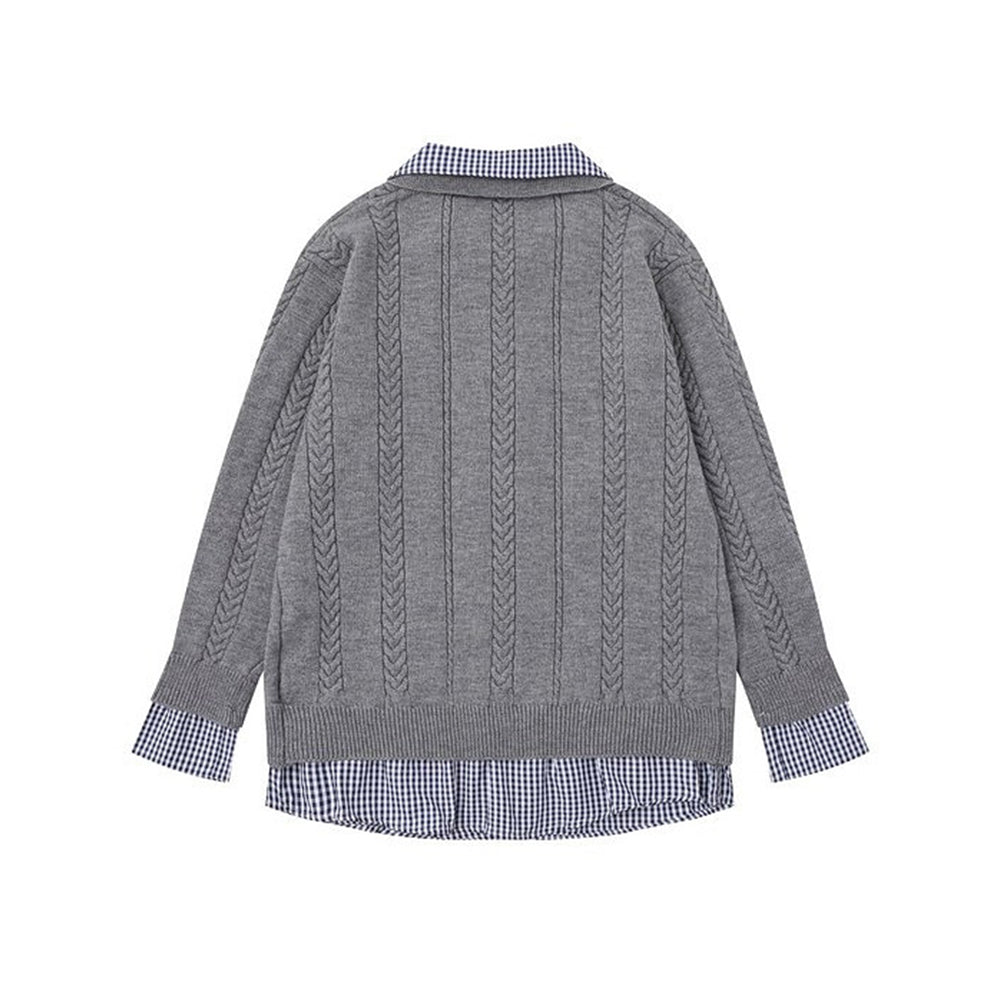 가짜 투피스 스플라이스 커플 스웨터