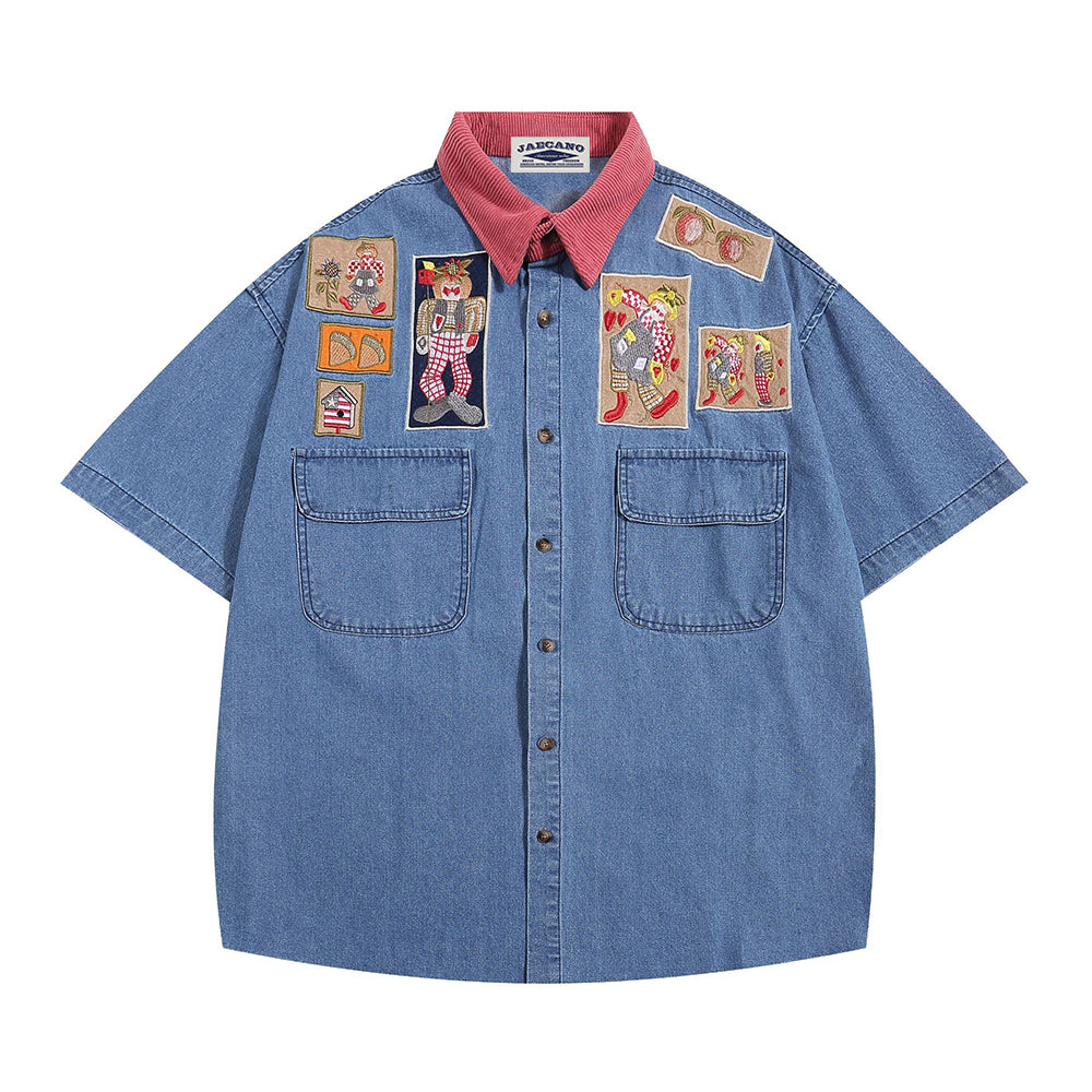 retro cartoon denim shirt