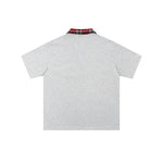 레트로 플레드 스티칭 라펠 폴로 반팔